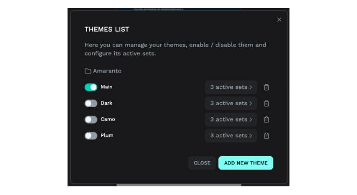 A screenshot of the themes I've created for Amaranto.
